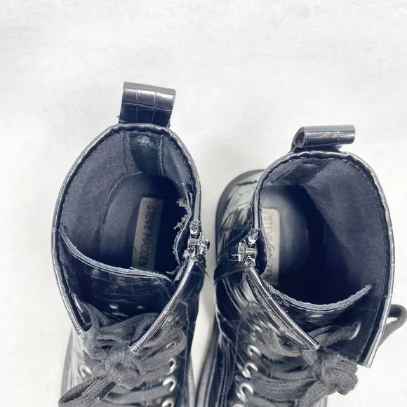 Steve Madden Black Vegan Flann Combat Boots 7 - Picture 6 of 11